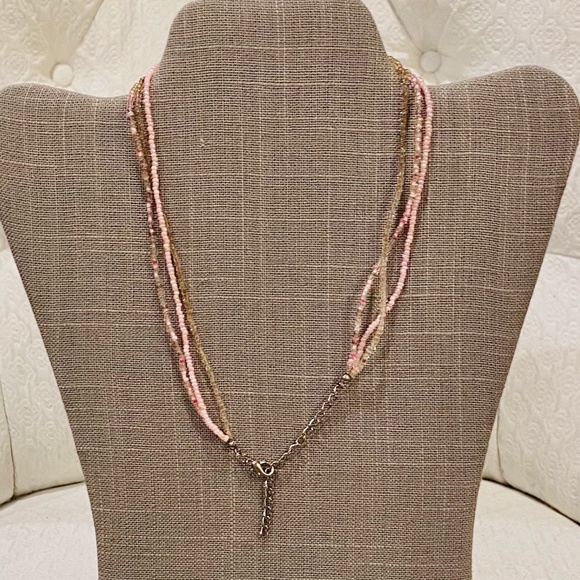 S27-BUNDLE ONLY-Caramel & Pink Multi Strand Beaded Necklace - Picture 3 of 5